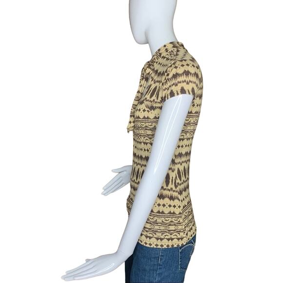 Dots Top Tribal Color Brown Short Sleeve Size S - Picture 3 of 7